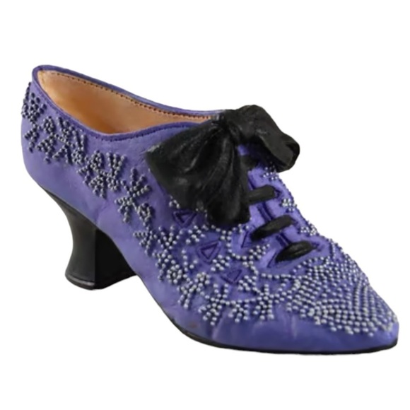 Just The Right Shoe French Velvet Victorian Vintage Mini High Heel Retired 2001 - Picture 12 of 16